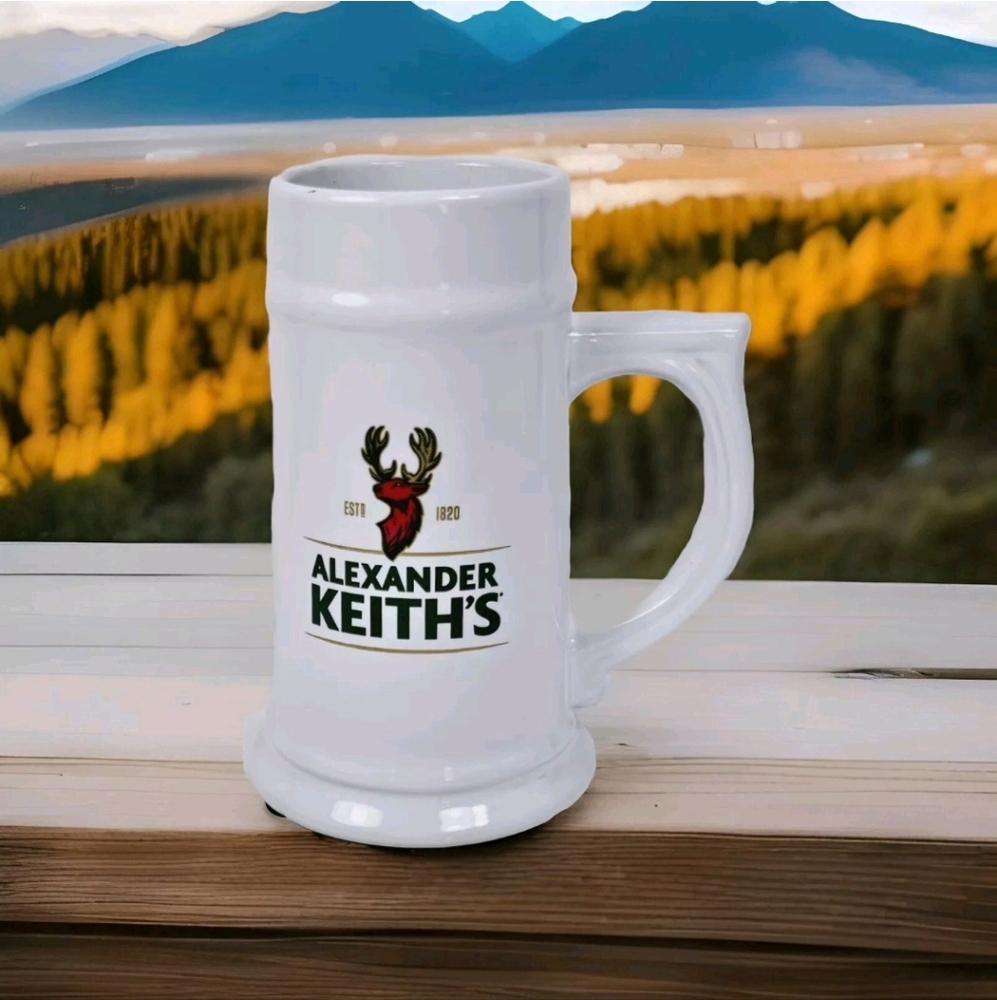 Alexander Keiths Beer Stein Mug White